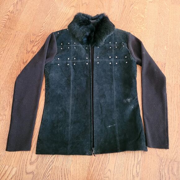 Escapade Suede rabbit Fur Sweater Jacket Sz XS - Picture 4 of 5